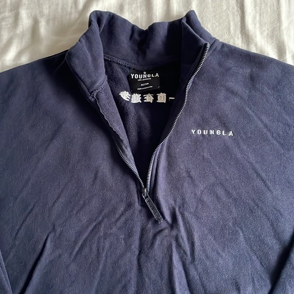 Youngla Quarter Zip Sweatshirt in Navy - Picture 2 of 4